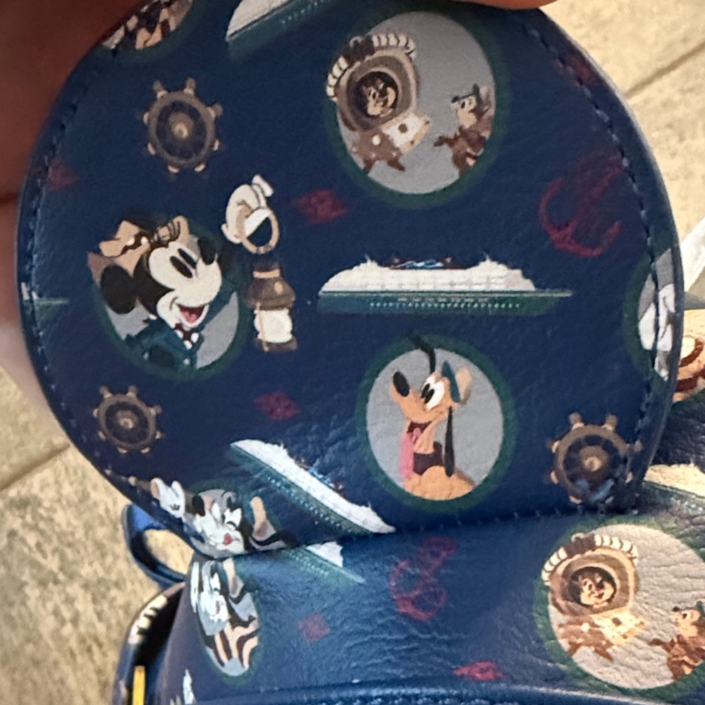 Loungefly Navy Mickey Ear Mini Backpack with Maroon Bow - Picture 4 of 9